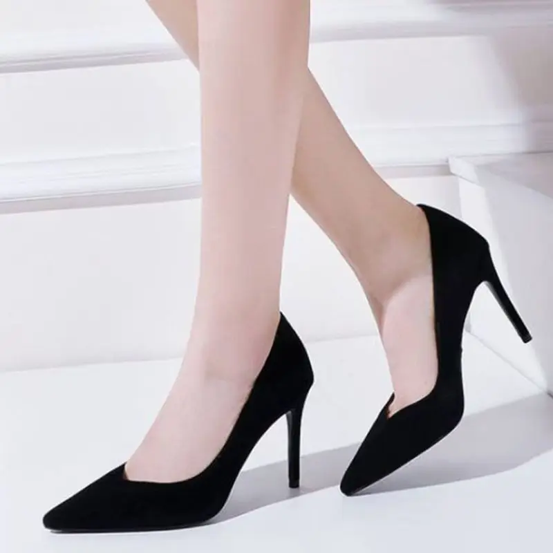 

RIZABINA Women High Heels Shoes Real Leather Office Ladies Pumps Sexy Pointed Toe Dance Party Wedding Footwear Size 34-39