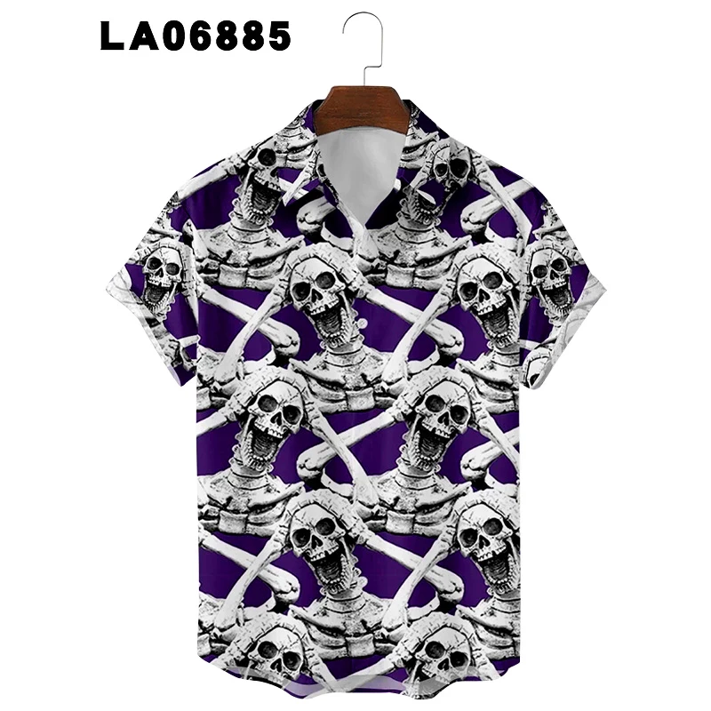 2021 New shirts for men Summer Floral Elements 3d Digital Printing Trend Loose Short-Sleeved Men's Shirt Top 6xl Large Size
