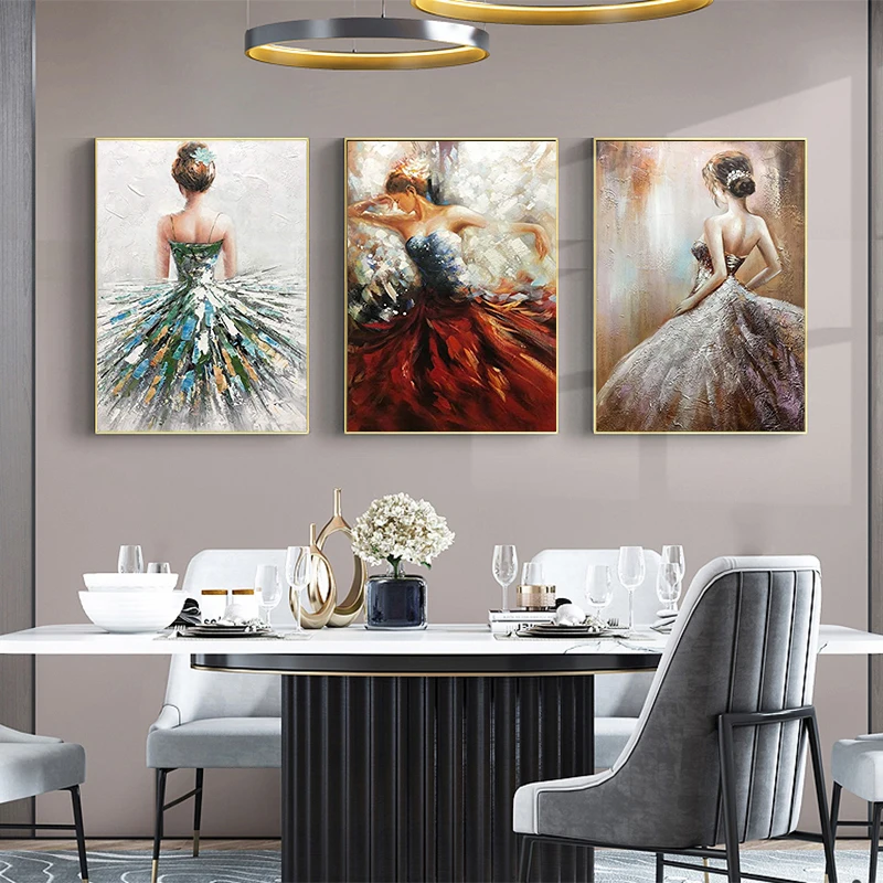 

Modern Abstract Character Art Hand-painted Beautiful Ballerina Oil Painting Mural Living Room Home Decoration Painting Frameless