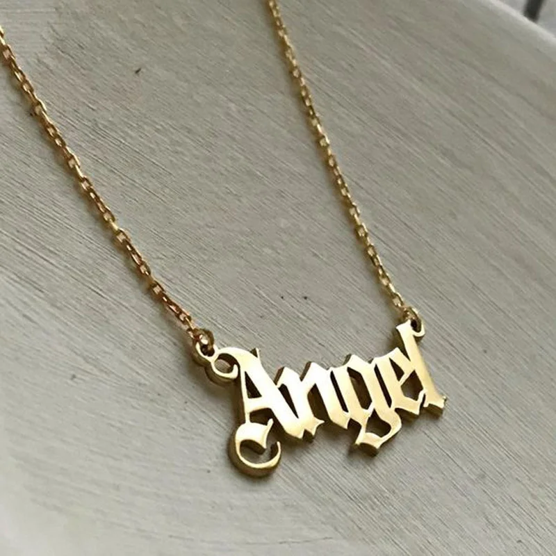 

Новое модное ожерелье с ангелом для женщин и девушек, ожерелья с подвесками в виде старых английских шрифтов, милый чокер с надписью, эффект...