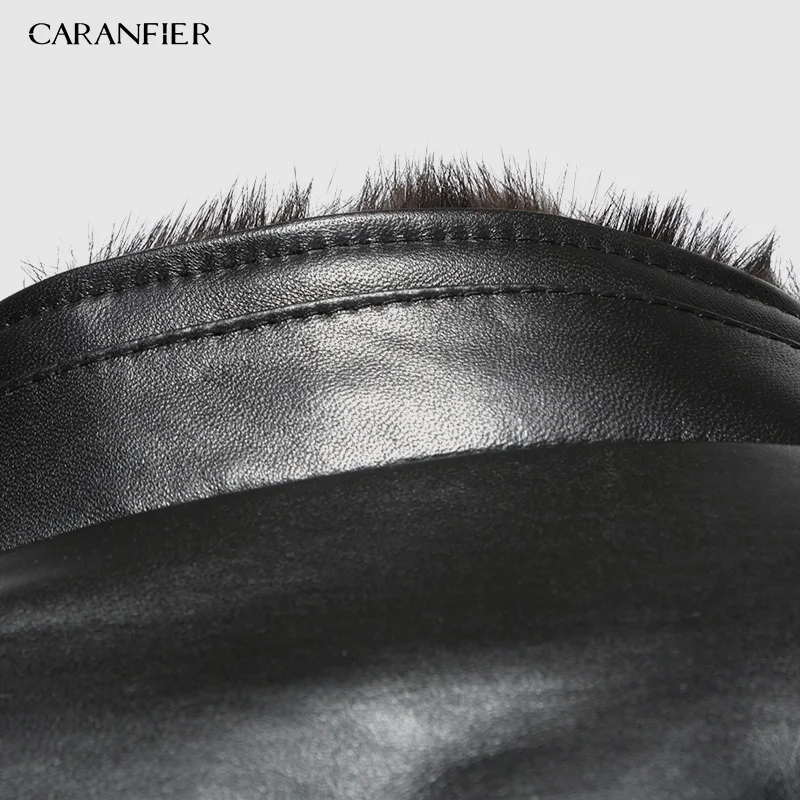 CARANFIER, новинка, кожаные пуховики, мужские, натуральная кожа, высокое качество, мужские, s, овчина, зимнее пальто, норка, стоячий воротник, теплый пуховик