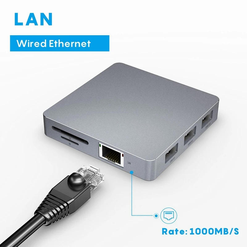 

USB Type C Laptop Docking Station 11 in 1 HDMI VGA Converter Adapter Micro-SD USB-C Mcin Audio LAN Port