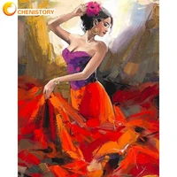 chenistory acrylic frame painting by numbers diy craft dancer picture coloring by nnumbers 60x75cm for home decors artwork