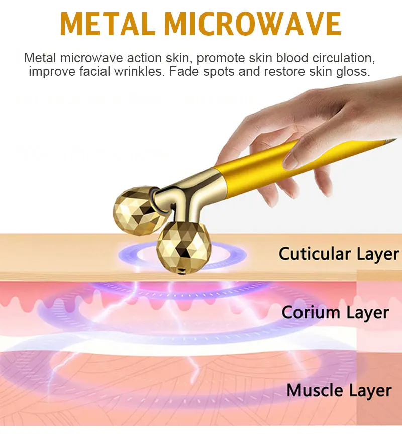 Электрический массажер для лица 24 К золотистый массажный Вибратор 3 в 1