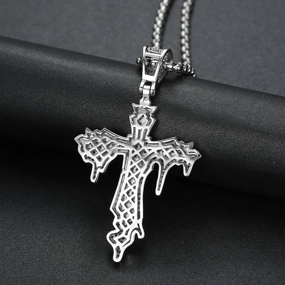 

Hip Hop Bling Rhinestone Cross Pendants Necklaces With Long Chain For Men Women Cross Jewelry Gifts Free Shipping