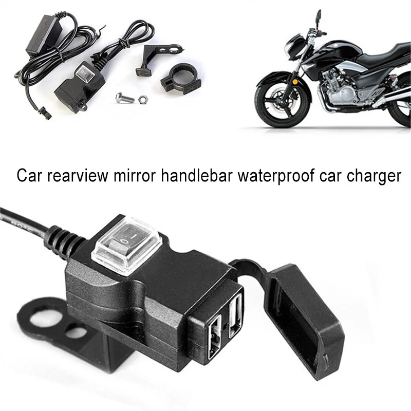 12-24V Dual USB Motorcycle Handlebar Phone Charger Socket Waterproof Switch Mounts V-Best | Автомобили и мотоциклы
