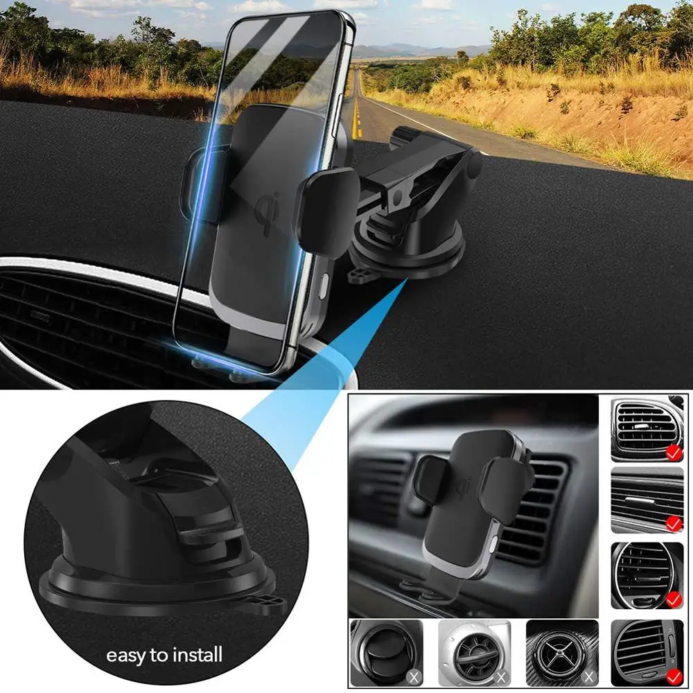 10 Вт Qi Беспроводное Автомобильное зарядное устройство автоматическое зажимное