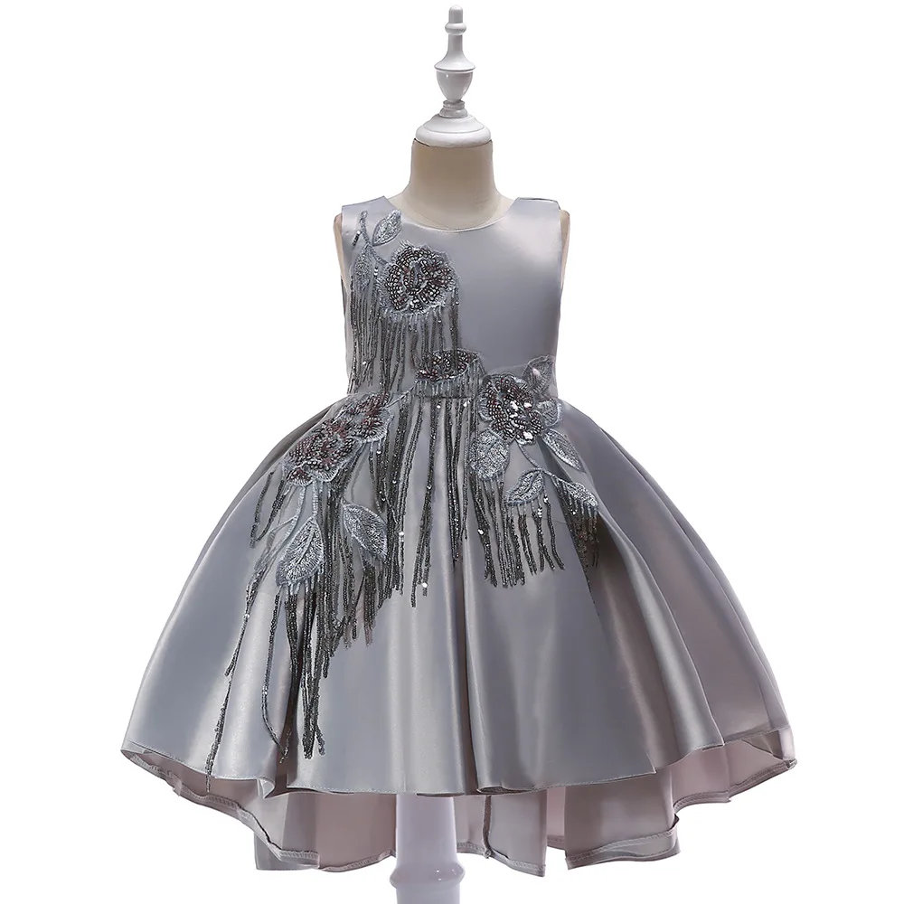 

Girl's Trailing Fringe Sequin Tuxedo Dress Elegant Princess Dress Middle Big Girl Children's Swallow Tail Dress 4-12 Years old