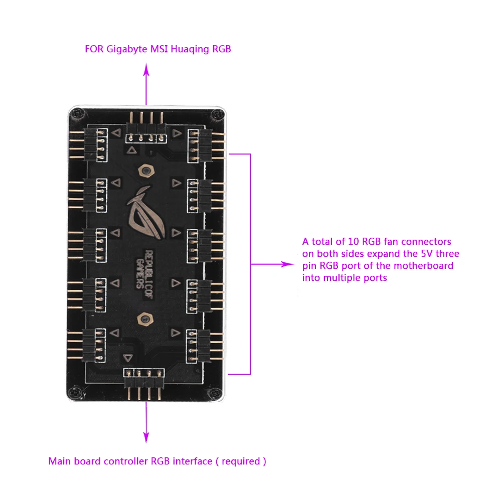 12V 4 контактный 10 Порты Классическая цветная (RGB) хаб настольное 1 материнская