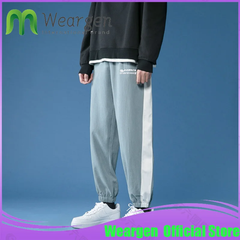 

Осенние модные спортивные шаровары Weargen, Мужская Уличная одежда в стиле хип-хоп, повседневные свободные брюки до щиколотки, Мужские штаны дл...