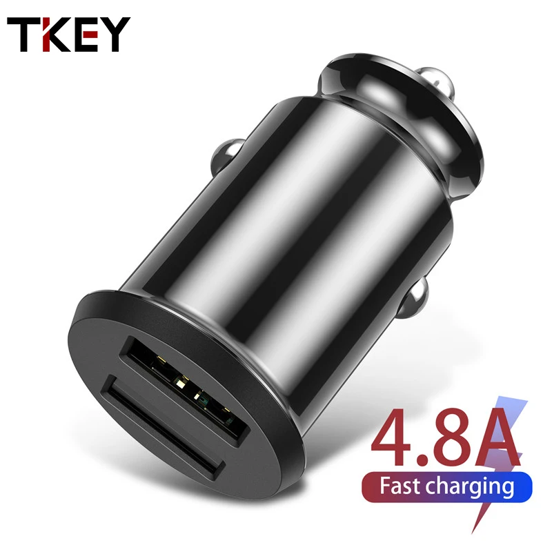 Автомобильное зарядное устройство TKEY 4.8A с двумя USB портами быстрое QC3.0