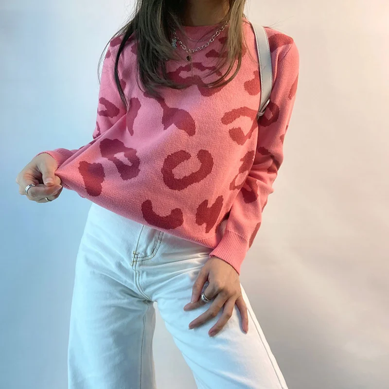 

Повседневный Женский винтажный трикотажный пуловер, зимние Облегающие джемперы, женские свитера с длинным рукавом и круглым вырезом, корот...