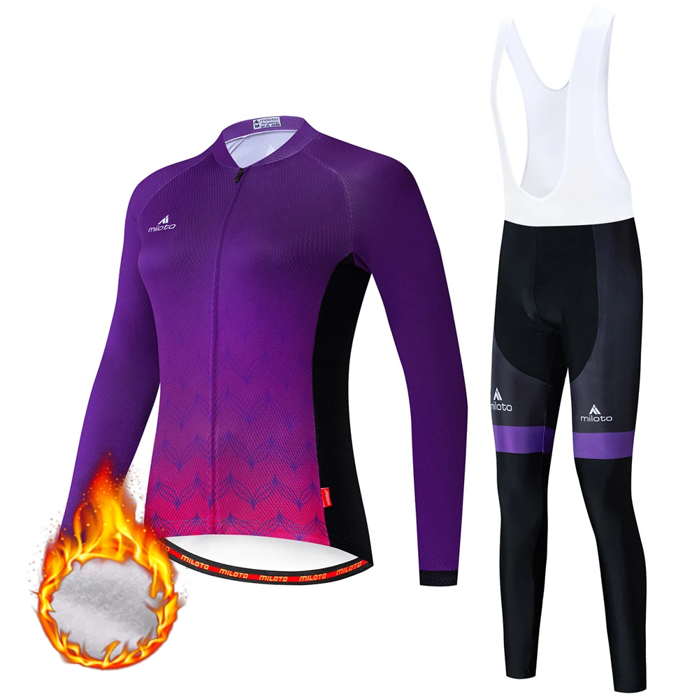 MILOTO Женский комплект зимней теплой флисовой одежды для велоспорта комбинезон с