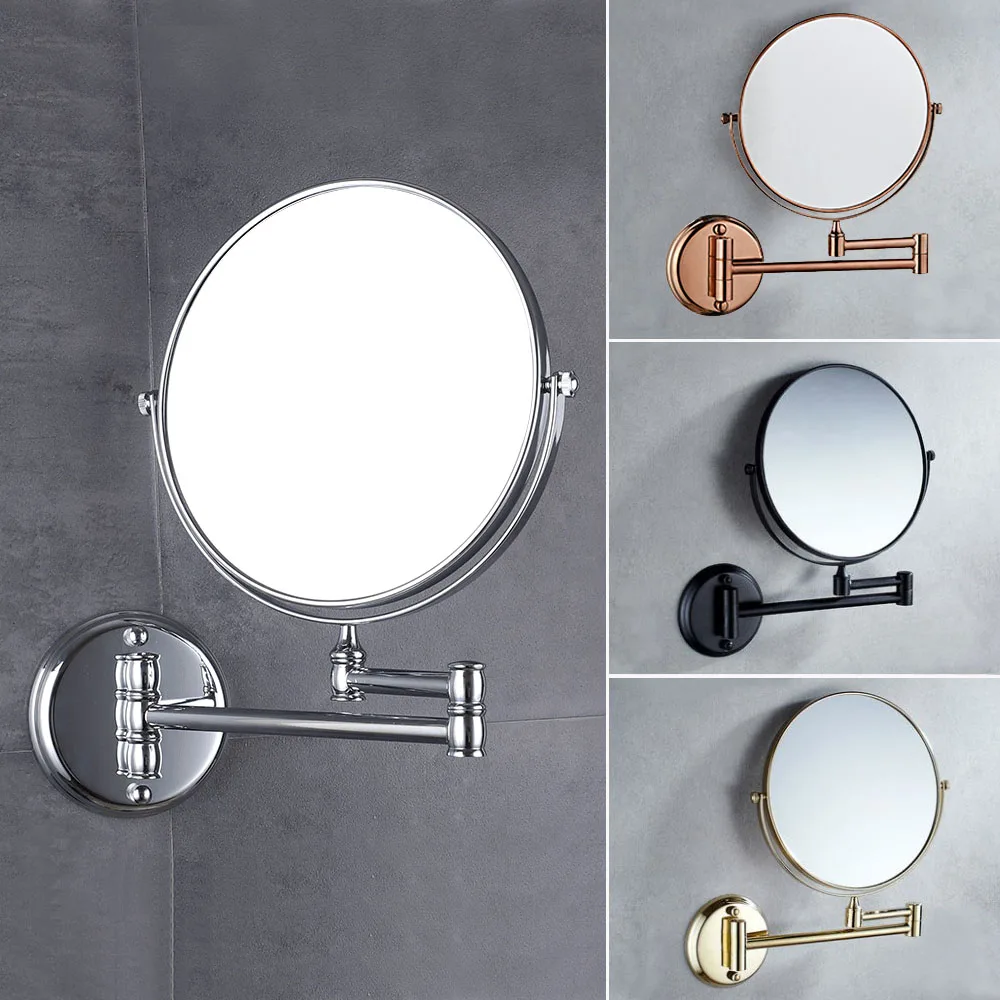 Розовое золото латунное косметическое зеркало для ванной комнаты двустороннее