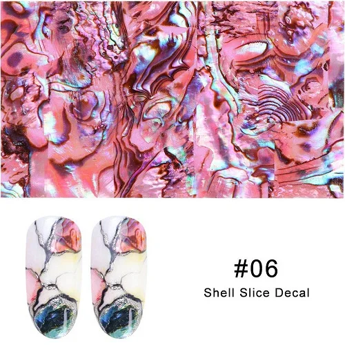 06 1Pc 3D Pearl Nails Polish Foils Glimmer Abalone Shell Pattern Nail Stickers Wraps Marble Mermaid DIY Nail Art Decoration - Цвет: 06