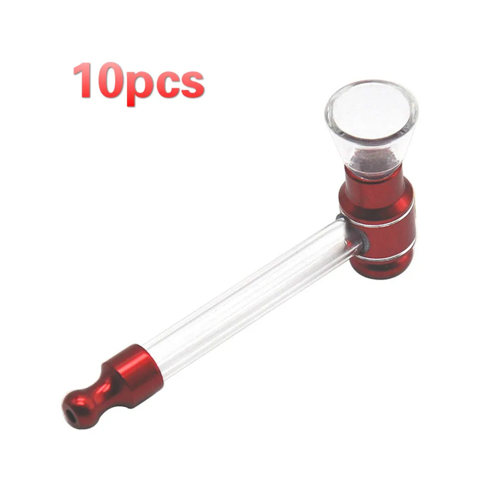 

10pcs Glass Smoking Pipes 15MM Glass Bowl Metal Tobacco Herb Pipe Removeable Smoke Hand Spoon Pipes Accessories