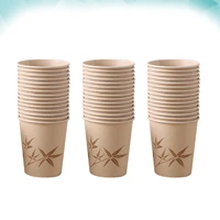 50pcs disposable cup decorative bamboo fiber paper cups party tableware for birthday wedding festival