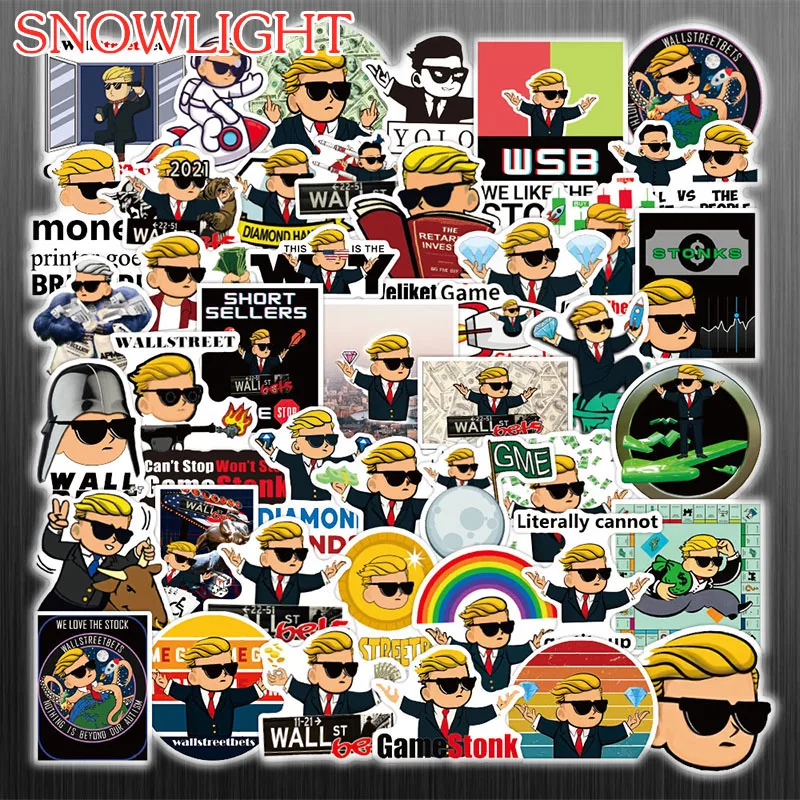 

10/50 Pcs/pack GameStop Stonks Wallstreetbets Stickers Cartoon PVC For Laptop Refrigerator Luggage Skateboard Toy Decals Kids