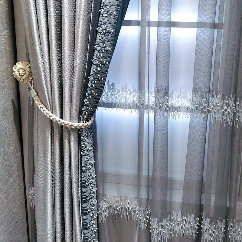 

Curtains for Living Dining Room Bedroom Modern Simple European Small French Style Silver Customization Kitchen Windows Door