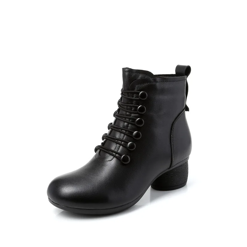

Trendy Womens Boots Retro Thick heel shoes Winter Spring Soft Leather Female Shoes wedges Modern Boots Women Zip Boots