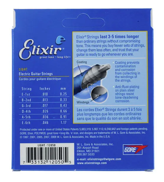 Струны для электрогитары Elixir 12050 Polyweb оригинальный светильник 010-.046 | Спорт и