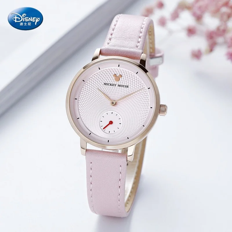Disney Mickey Mouse Women Quartz Watch 3Bar Waterproof Simple Fashion Cute Round Leather Strap Watches Gift Alloy Buckle | Наручные часы