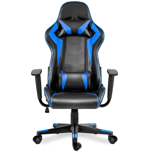 Blue Игровой стул с высокой спинкой эргономичный регулировка высоты офисный стул офисная поддержка Настольный стул поддержка сиденья подголовник и поясничный - Цвет: Blue