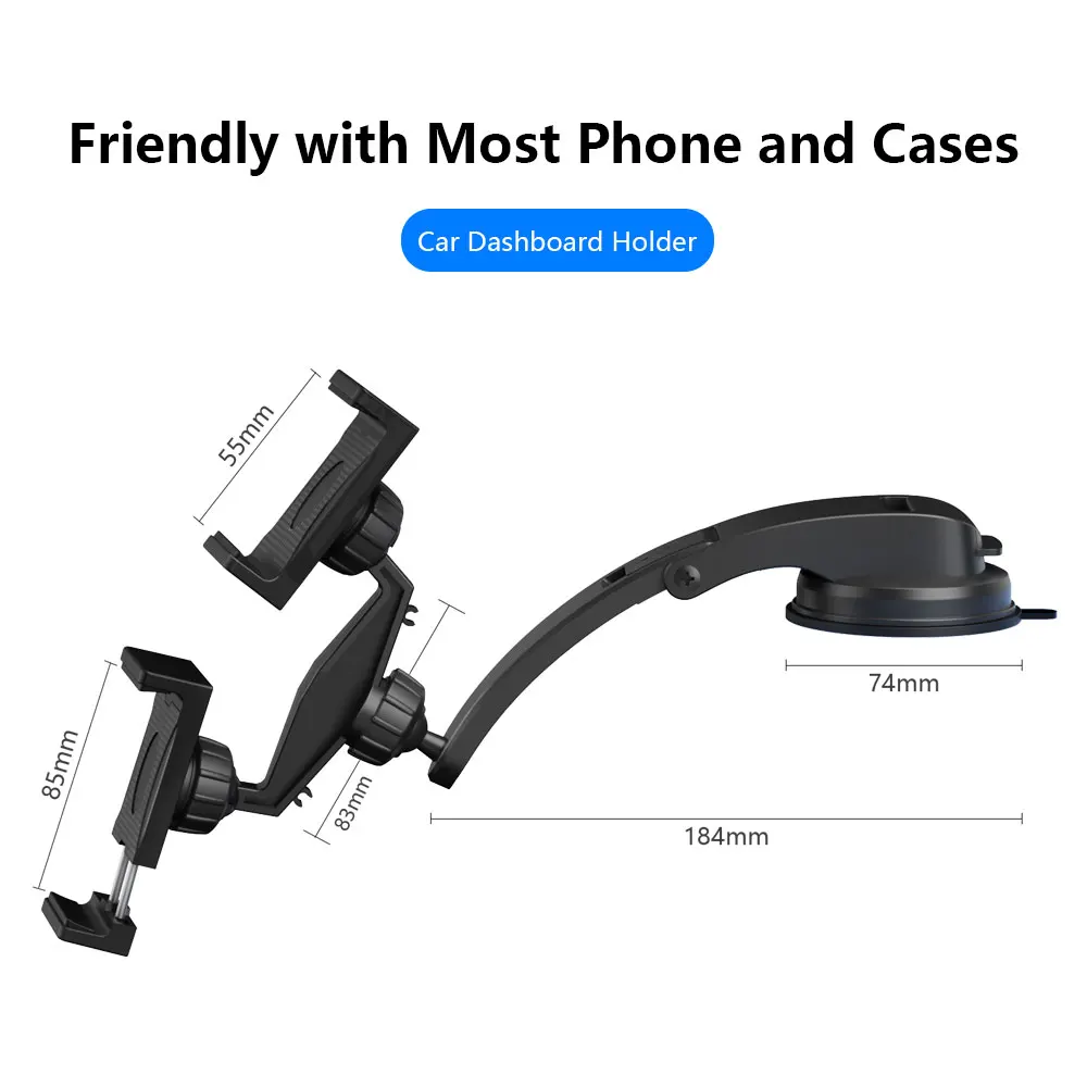 universal car phone mount holder for dashboard windshield 360 rotatable long arm cell phone holder for 3 5 6 8inch device free global shipping