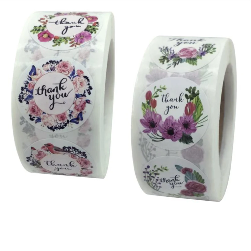 

500PCS Wedding Wreath Thank You Stickers Seal Labels Paper Scrapbook Handmade Sticker Festival Decoration Stationery Supplies