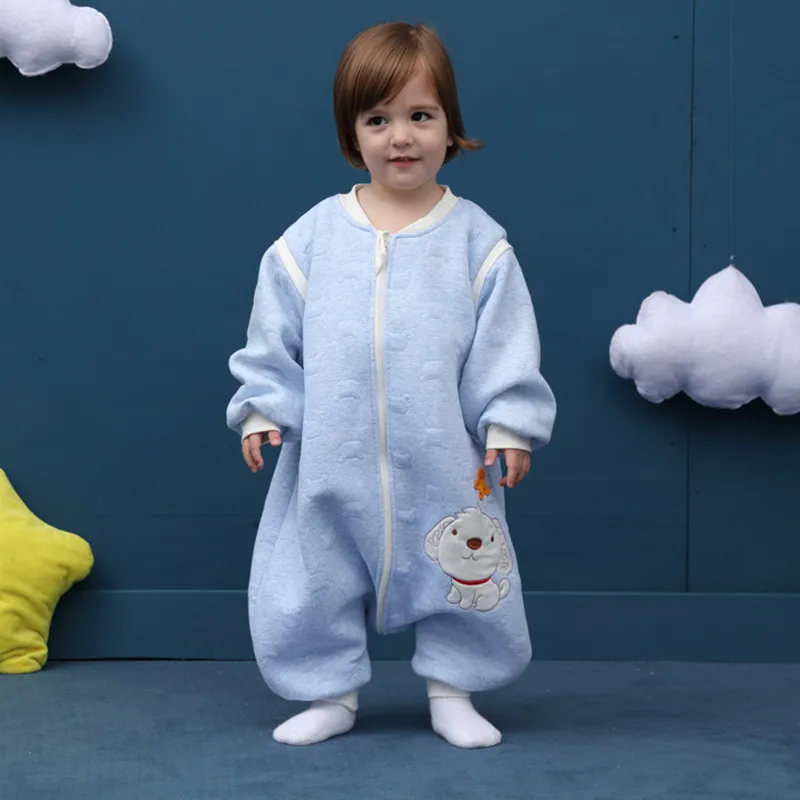 

Adjustable Soft Cotton Baby Sleeping Bag, Long-Sleeve Sleep Rompers Newborn Infant Kids Plit Leg Sleepsacks Thick Type 0-24M kid