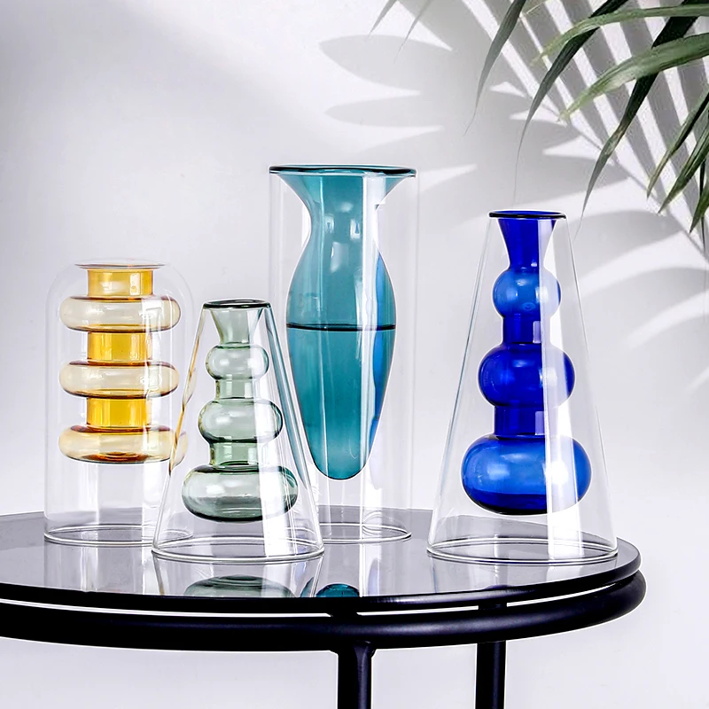 

Nordic Home Decoration Crystal Vases for The Interior Hydroponic Flower Stained Vase Glass Flower Base Living Room Desktop Gift