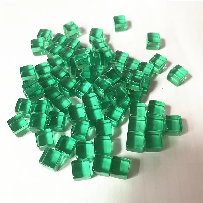 100Pcs/set 8mm Acrylic Transparent Grey Square Corner Colorful Crystal Dice Chess Piece Right Angle Sieve Cube For Puzzle Game