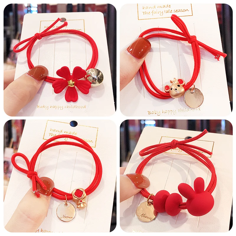 Резинки для волос Детские милые эластичные заколки с кроликом свиньей цветком