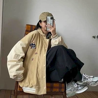bear corduroy jacket men women 2021 spring autumn new korean loose bf japan kawaii bear baseball uniform jacket punk streetwear