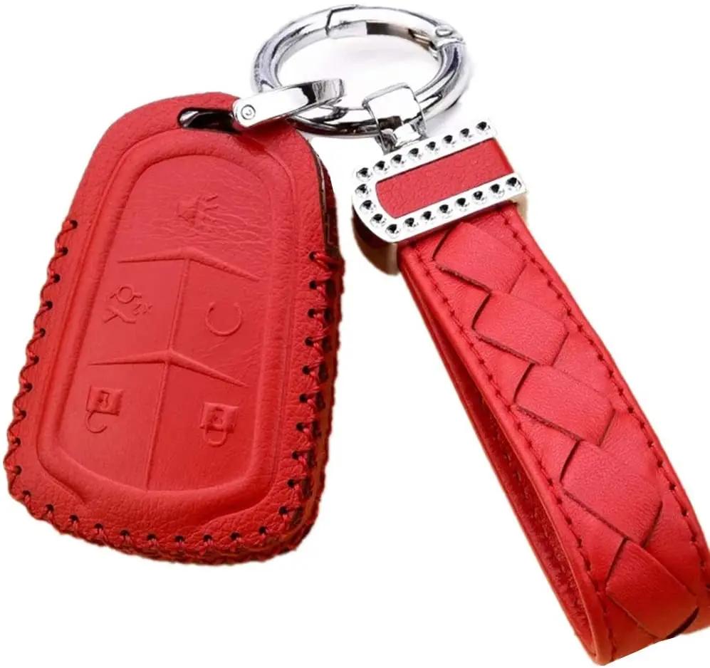 

For Cadillac ESV Escalade GTS CTS XTS SRX ATS xt5 CT6 leather car keychain car key bag car key case