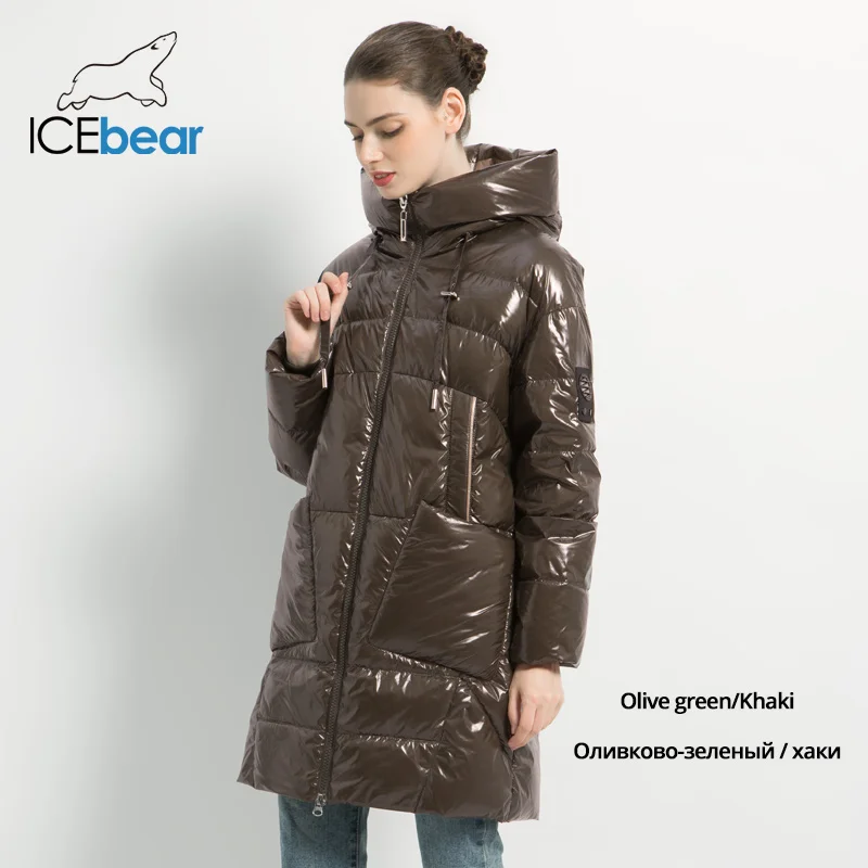 ICEbear2019 Новая зимняя женская куртка с капюшоном Женское пальто мода женская одежда высокого качества хлопок одежда бренд одежды GWD19504I - Цвет: G843