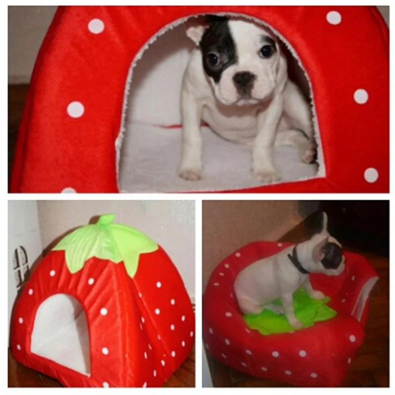 New cute puppies kennel 4 colors cat rabbit guinea pig bed dog house strawberry collapsible soft high quality pet houseXS-XL | Дом и сад