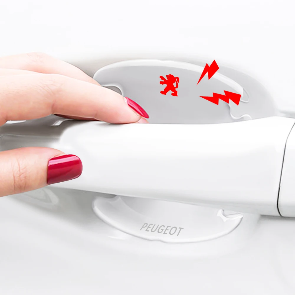 

4Pcs Car Door Handle Cup Protector Film Sticker Decoration Decals Accessories For Peugeot 107 108 206 407 408 5008 2008 3008 208