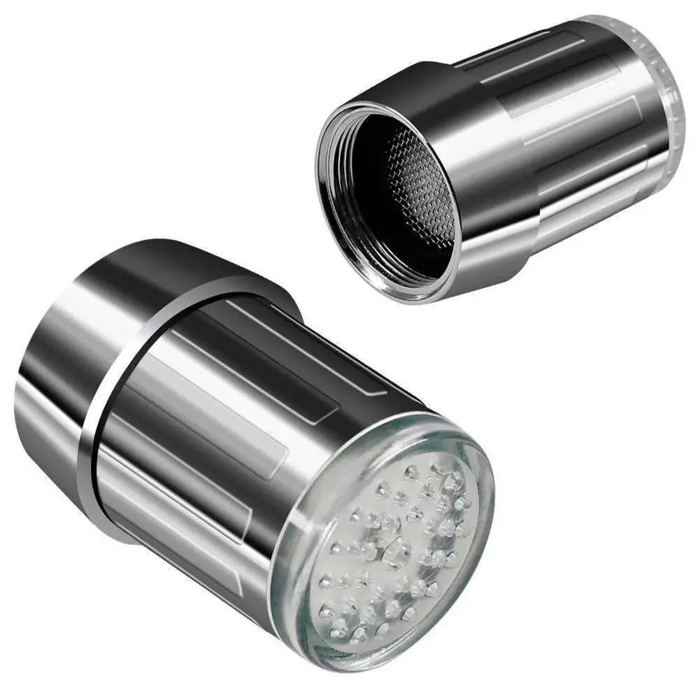 

2021 Hot Peculiar LED Water Faucet Stream Light 7 Colors Glow Automatically Tap Head Shower Changing Pressure Sensor Kitche B1E1