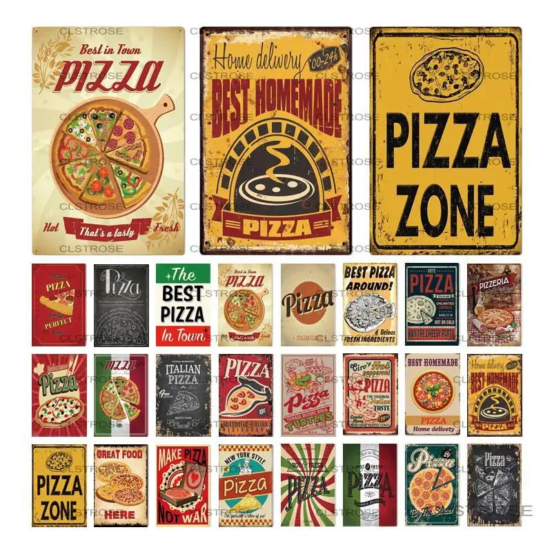 Картина висит художественный постер металлическая Оловянная еда Пицца железная