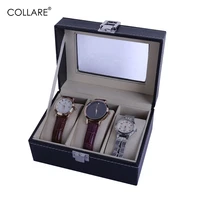 collare 3 grids watches box pu leather watch storage organizer box holder fashion watch stand display cases ob004