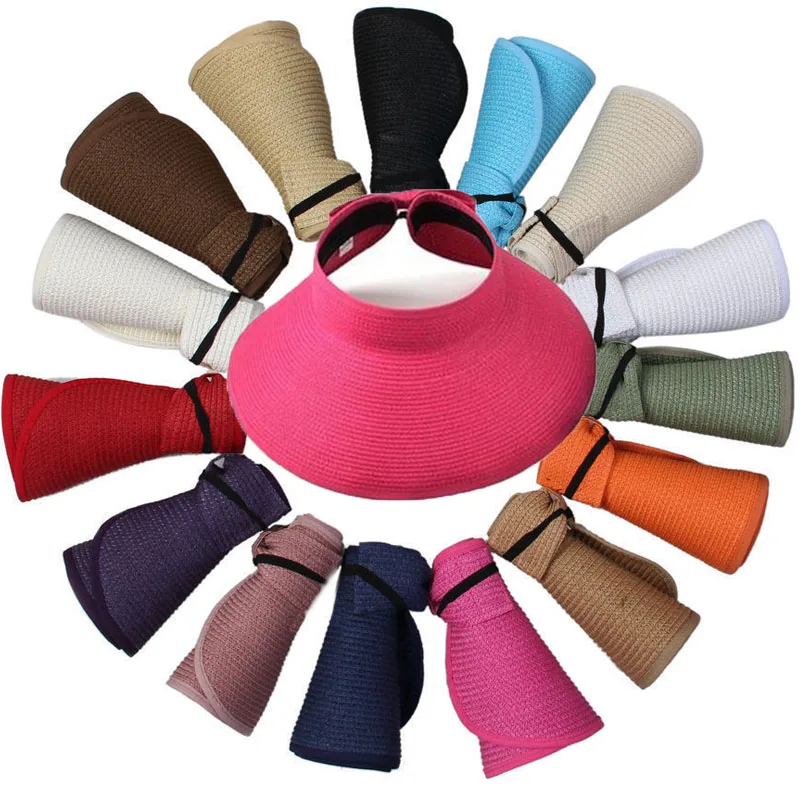 Летняя женская пляжная Соломенная шляпка с широкими полями козырек Кепка s