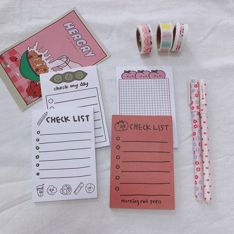 50 sheets Ins Simple style Students Sticky Notes Grid Peach Memo Pad creative To Do List Stationery Diy Kawaii Planner Stickers |