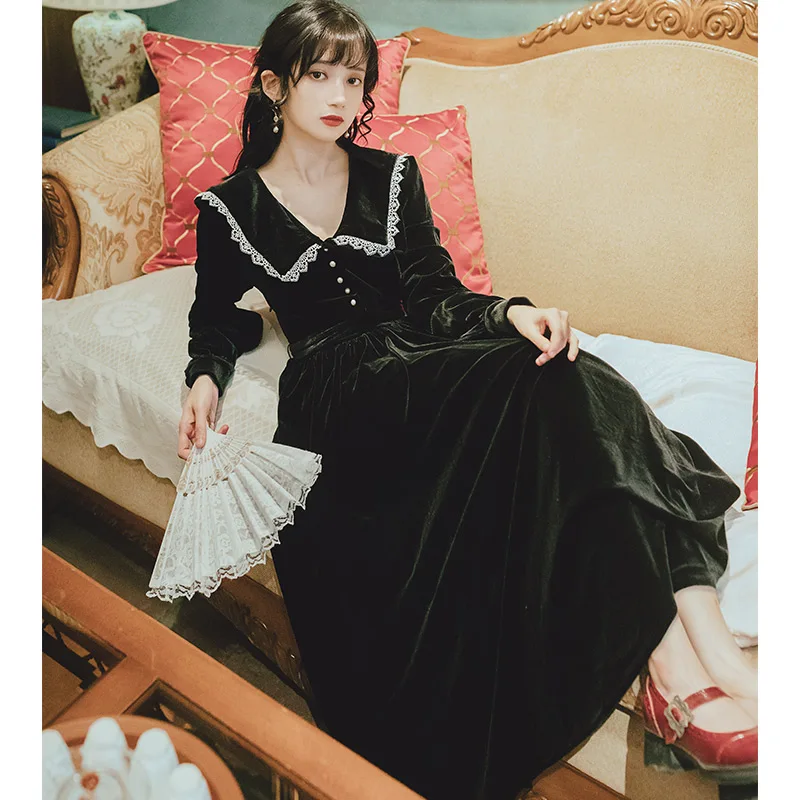 2019 Новая модная женская одежда осень-зима ретро винтажное платье сексуальное |