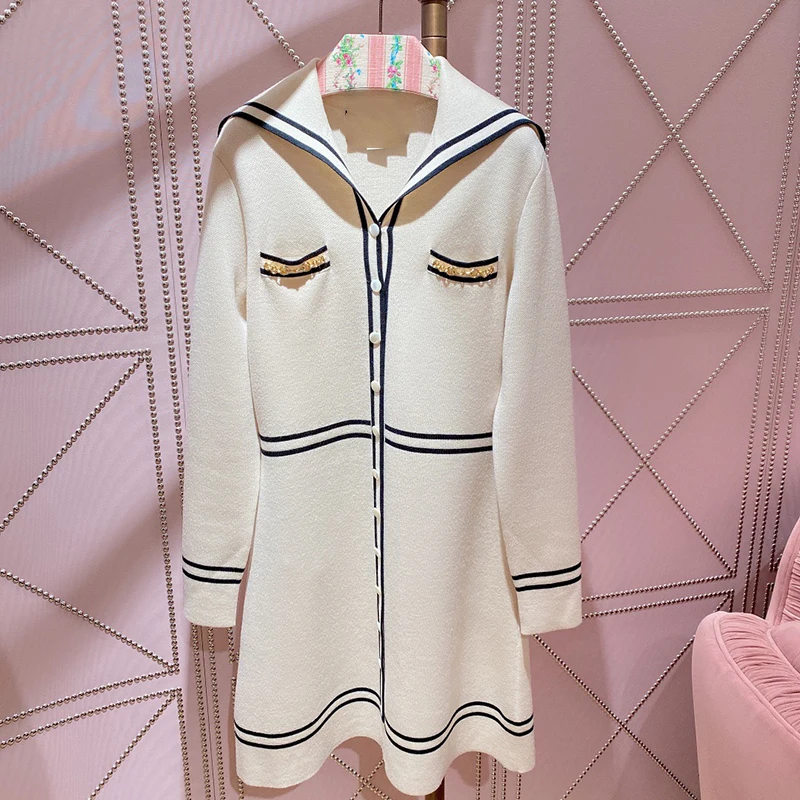 

2021 Cashmere Dress Women Retro Round Neck Slim Long Dress Spring A-Line Party Long Sleeve Office Lady Dress Vestidos