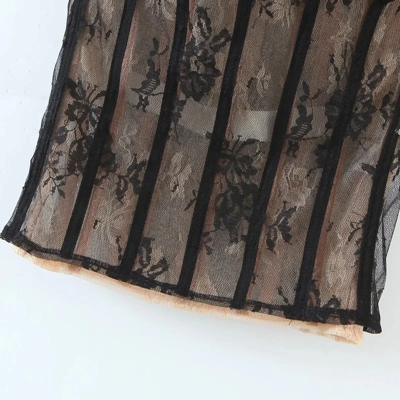 Chic Double Lace Hook Flower Slim Camisole Sexy Backless Bandage Neck-mounted Camis Summer Moda Crop Top Mujer Verano 2021