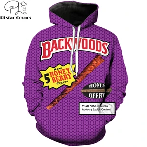 Прямая поставка, 2019, модные мужские толстовки с капюшоном, футболкасвитшот с 3D принтом еда Backwood Honey Berry, худи на молнии, уличная одежда унисекс