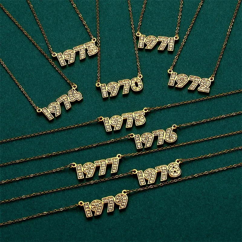 Ожерелья из нержавеющей стали с номером года на заказ для женщин и мужчин
