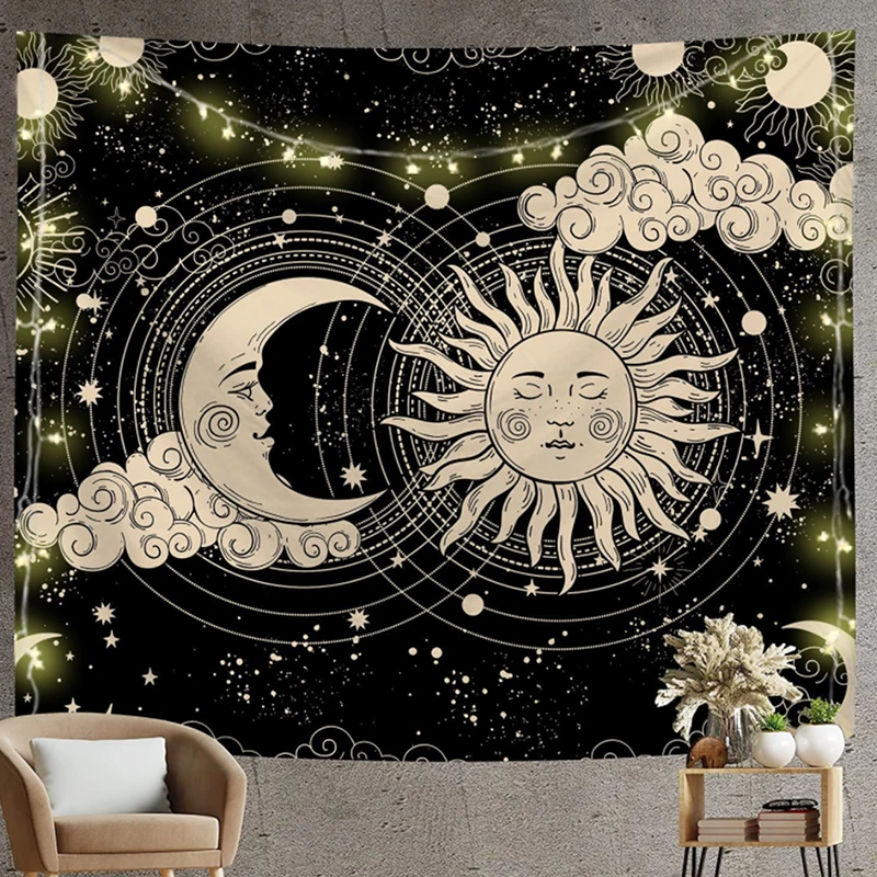 

NEW White Black Sun & Moon Tapestry Gossip Tapestries Mandala Wall Decor Hanging