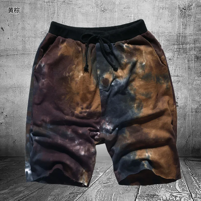 Окрашенные брюки для мужчин штаны здоровья свободные шорты отдыха летние модные